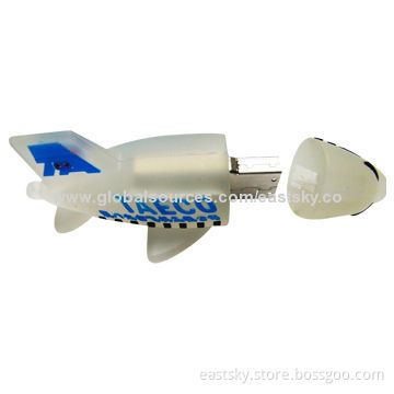 Custom airplane-shaped thumb drive, made of soft PVC material, OEM orders are welcome